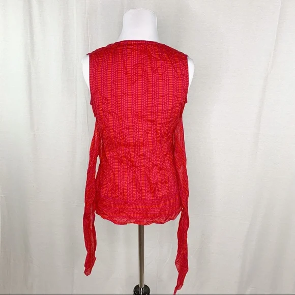 Tory Burch red and purple tie back v-neck tank top - Picture 9 of 14